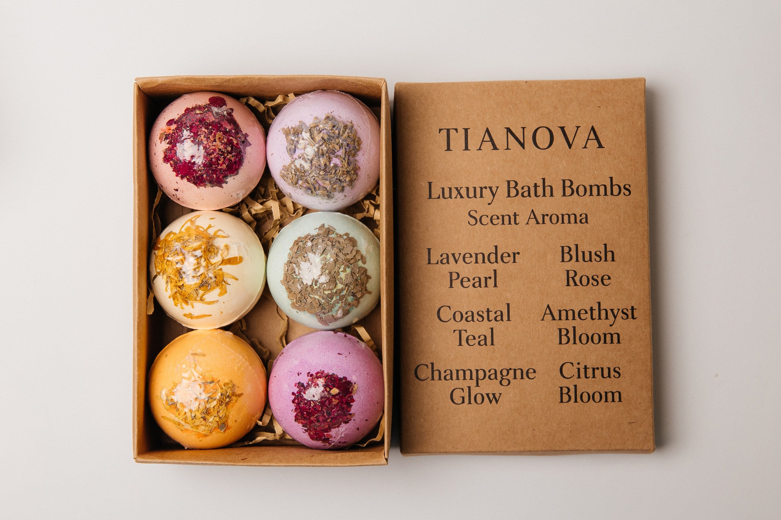 Tianova Luxury Bath Bomb Gift Set – 6 Scents Spa Collection