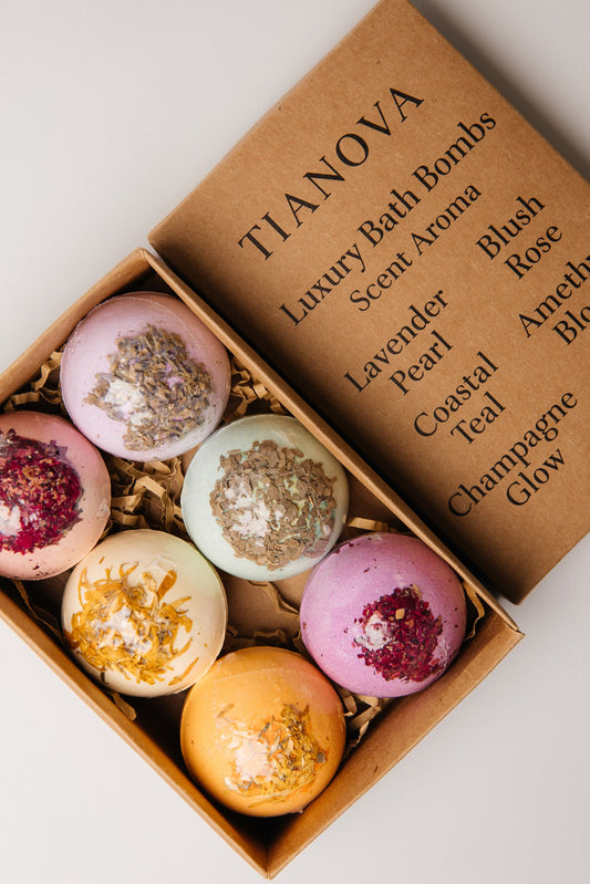 Tianova Luxury Bath Bomb Gift Set – 6 Scents Spa Collection
