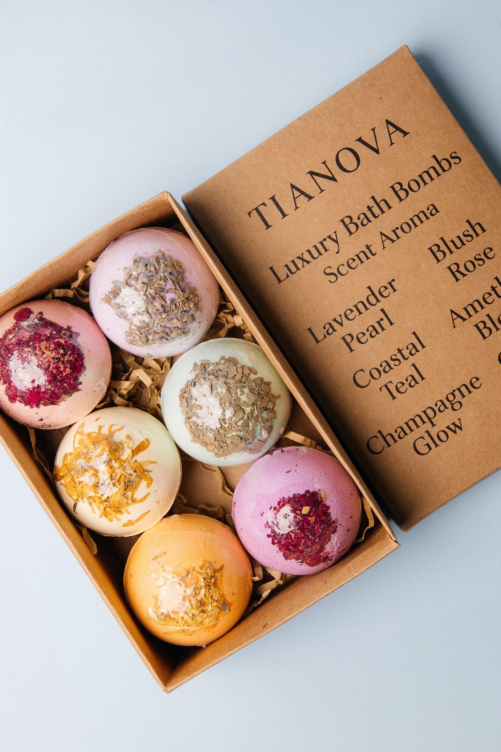 Tianova Luxury Bath Bomb Gift Set – 6 Scents Spa Collection